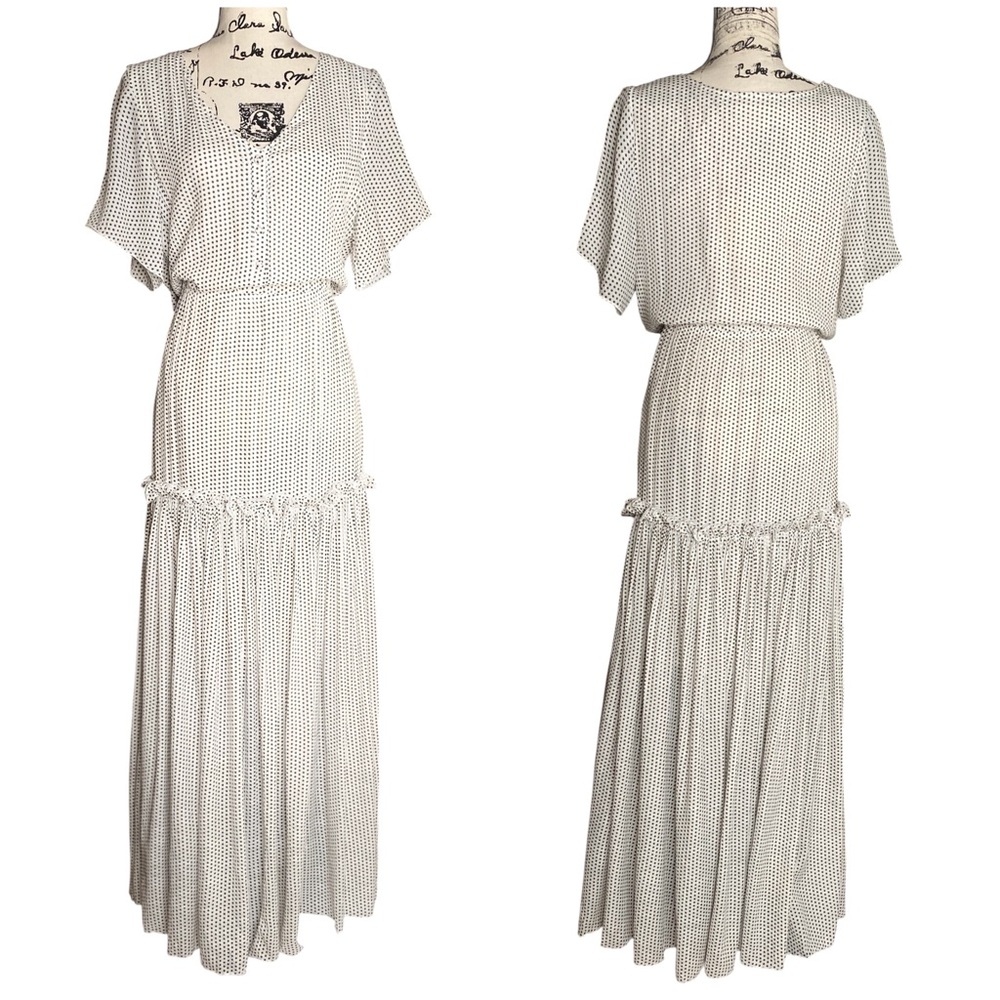 Joyfolie “Mia Joy” - Polka Dot Tiered Maxi Dress Size L - NWT
